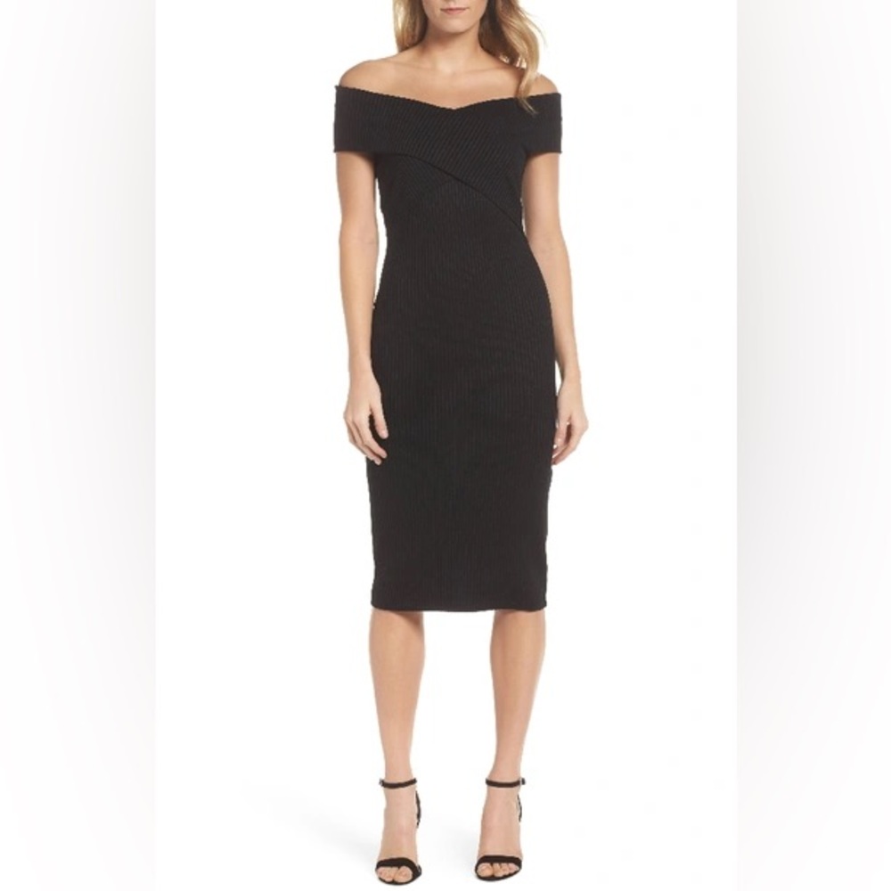 MICHAEL Michael Kors RIBBED CROSSOVER-COLLAR DRESS IN BLACK